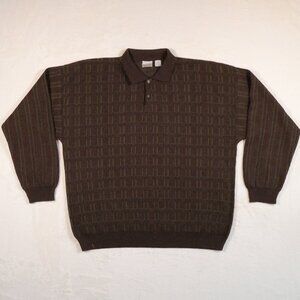 Vintage Fieldmaster Brown Textured Collared Sweater